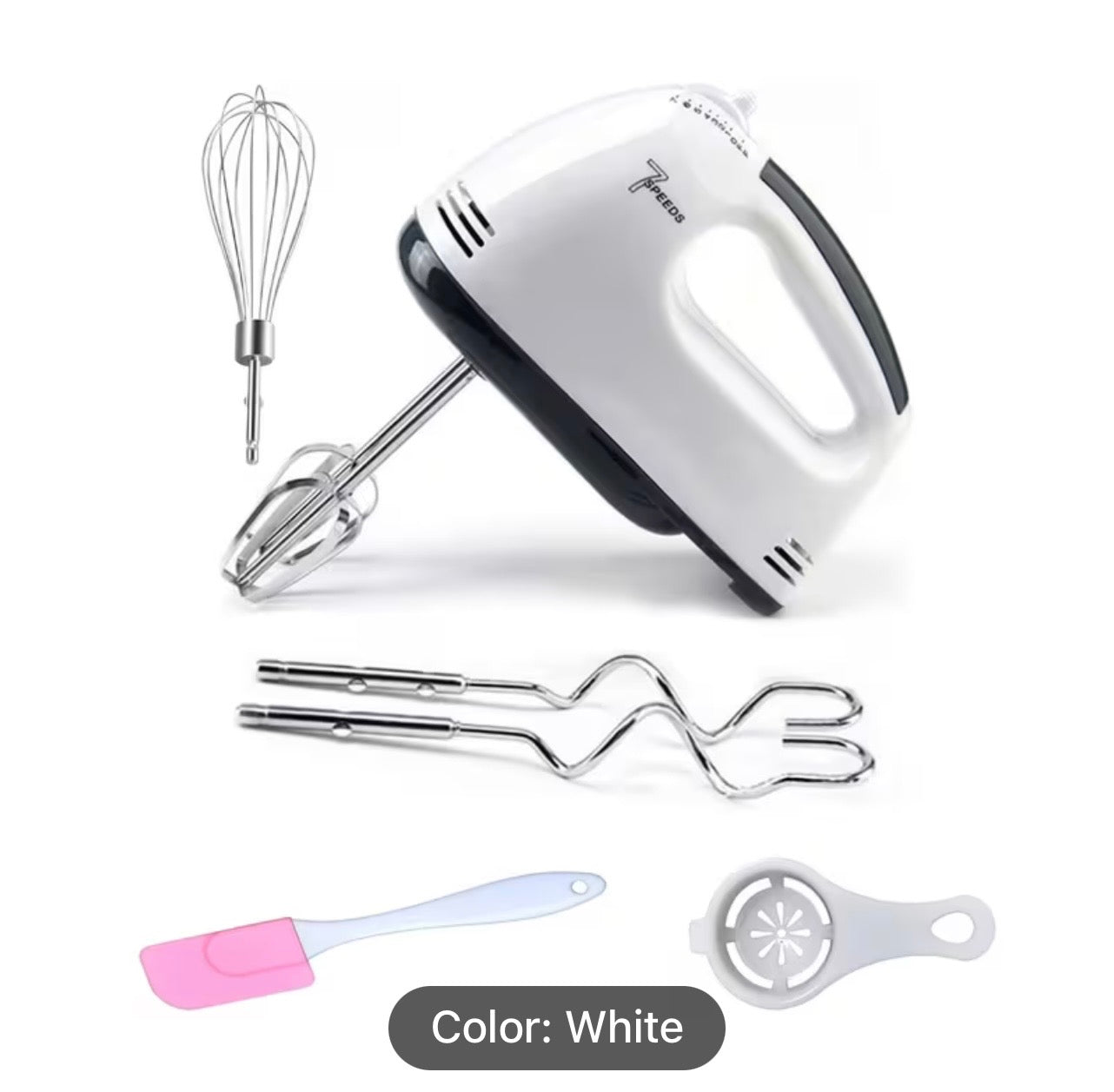 7-Speed Electric Hand Mixer - 5 Stainless Steel Attachments