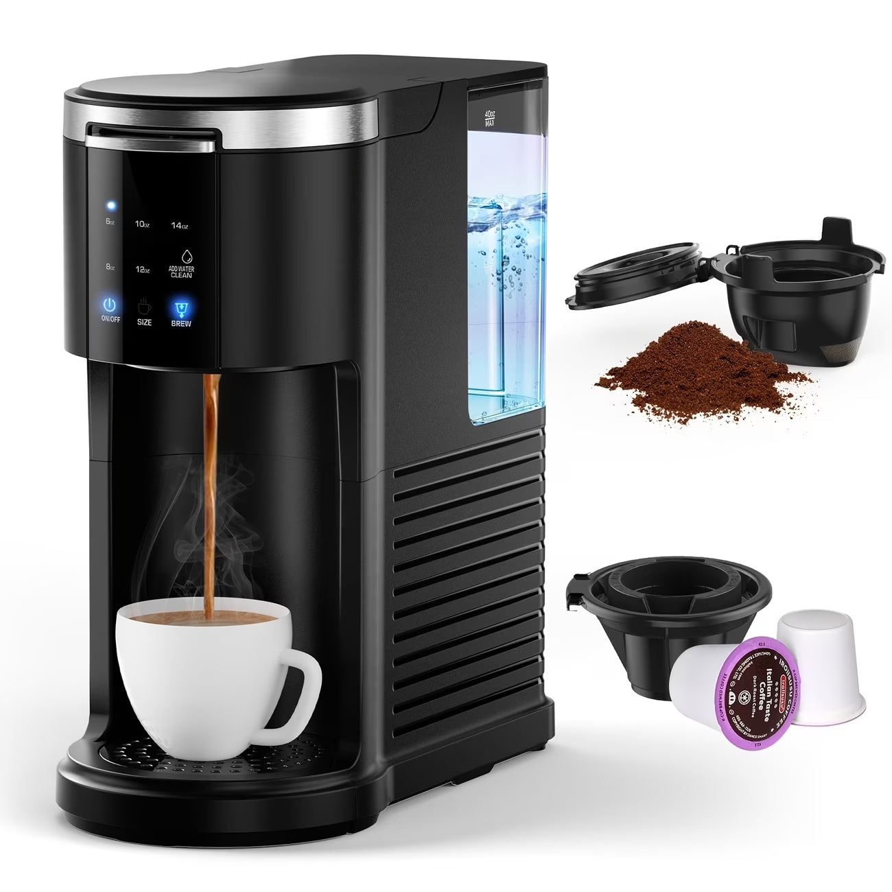 2-in-1 Coffee Maker - K-Cup & 5-Cup Programmable Brewer
