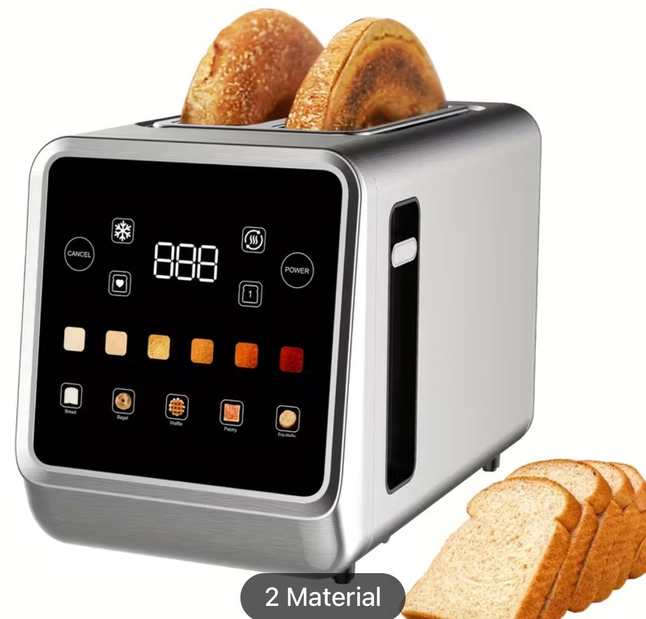 Smart Digital Toaster - 2-Slice with Touch Screen & 7 Shade Settings