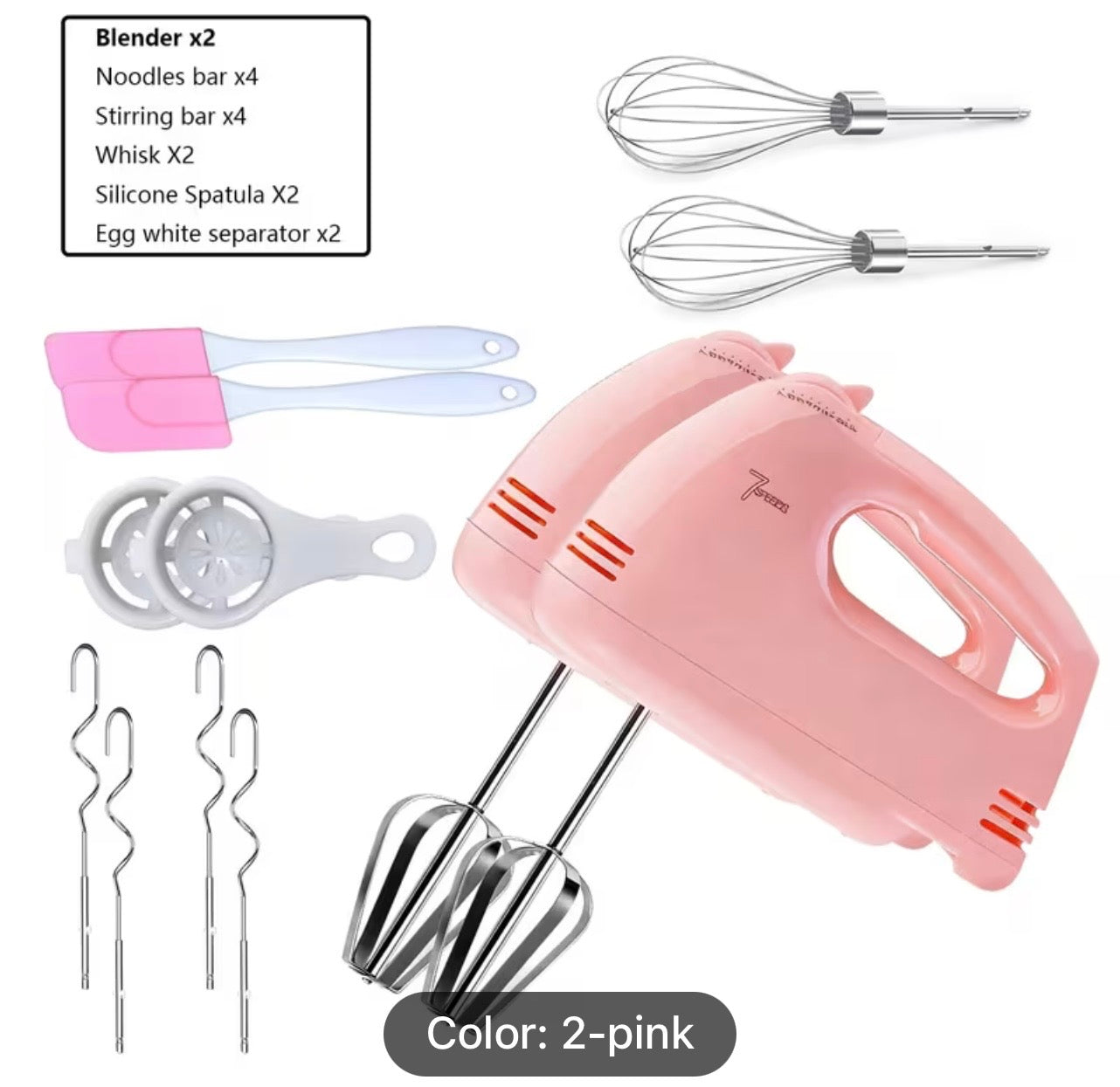 7-Speed Electric Hand Mixer - 5 Stainless Steel Attachments