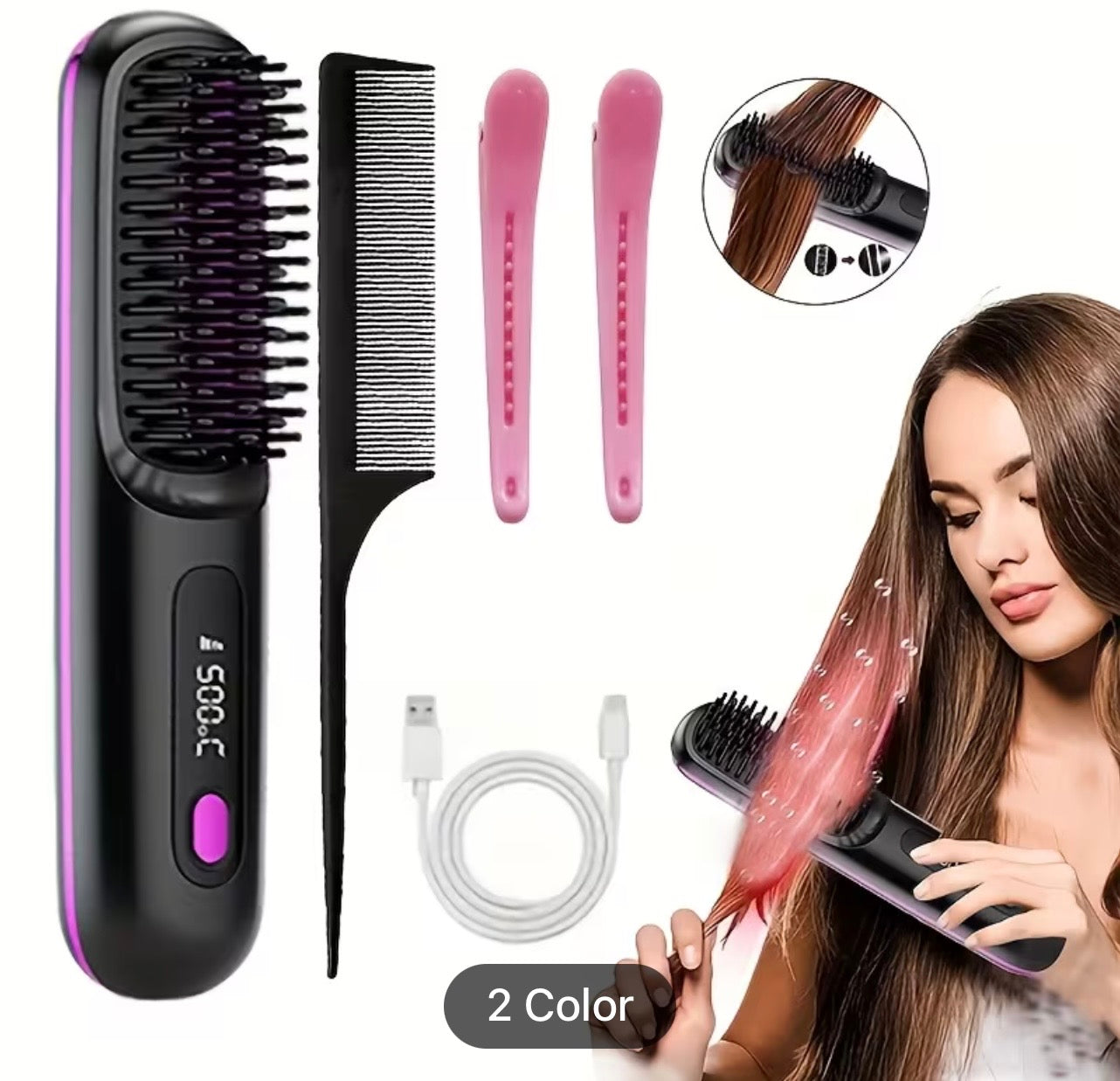 Portable Wireless Hair Straightener - USB Rechargeable