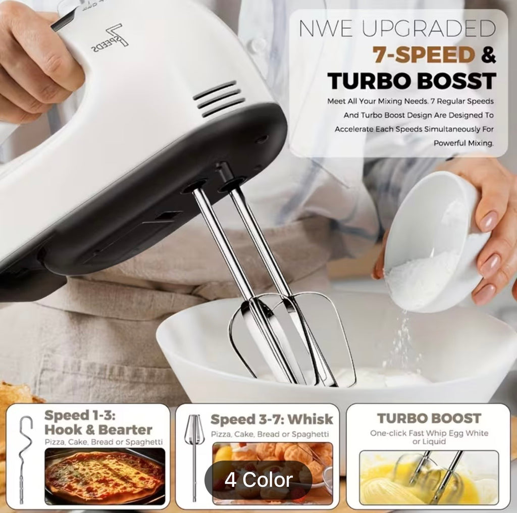 7-Speed Electric Hand Mixer - 5 Stainless Steel Attachments