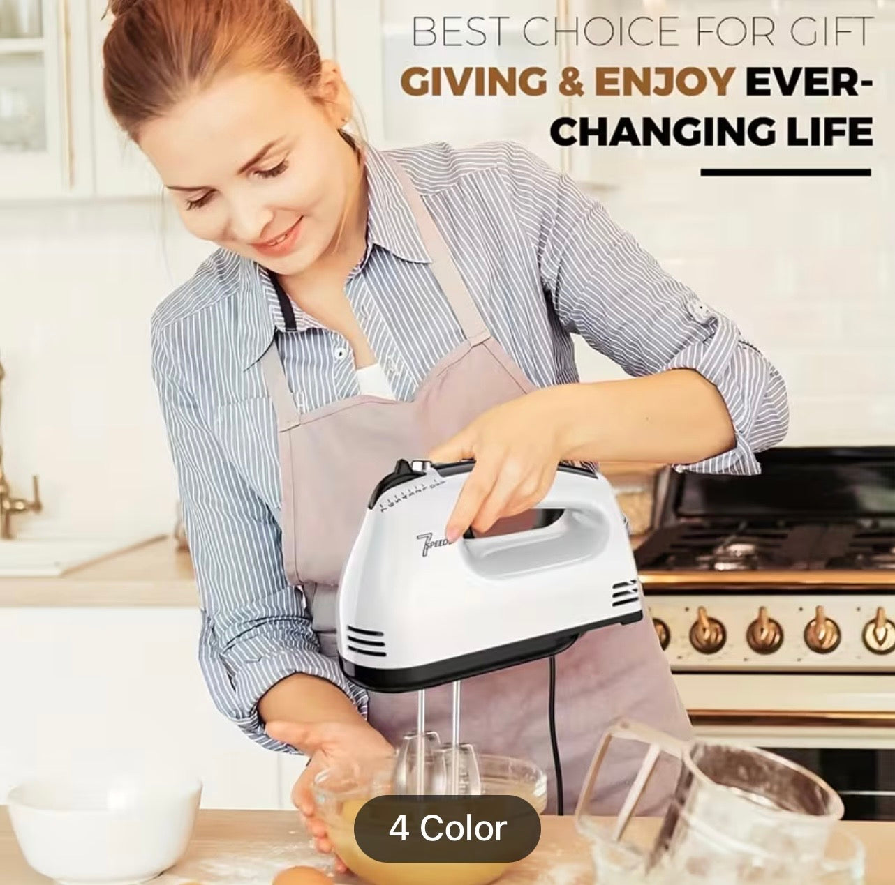 7-Speed Electric Hand Mixer - 5 Stainless Steel Attachments