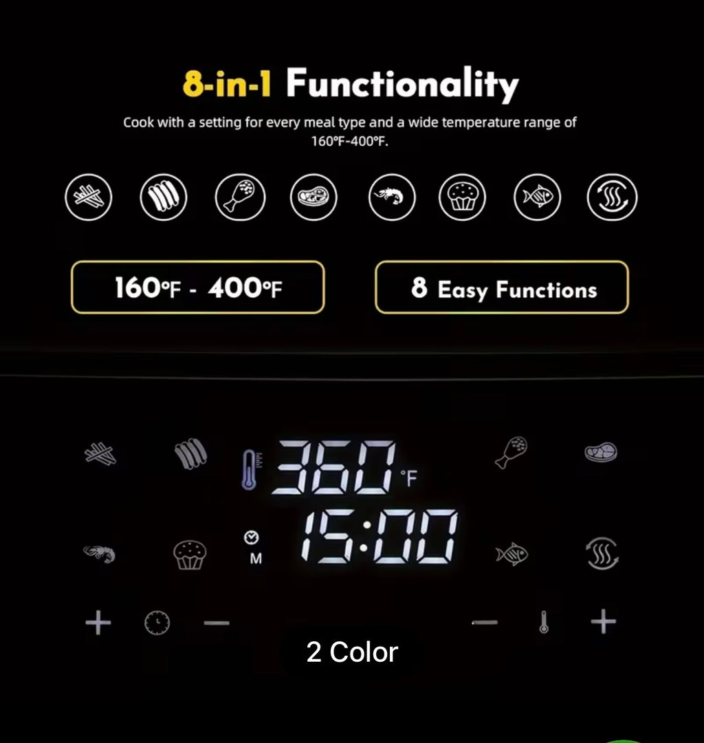 Large 8.5QT Air Fryer - Smart Touch Screen with 8 Presets