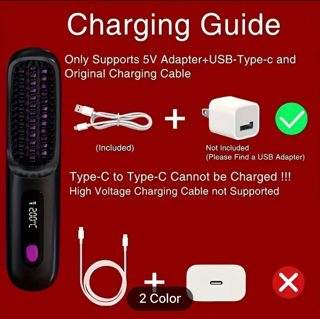 Portable Wireless Hair Straightener - USB Rechargeable
