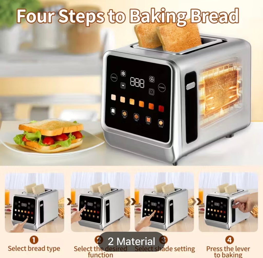 Smart Digital Toaster - 2-Slice with Touch Screen & 7 Shade Settings