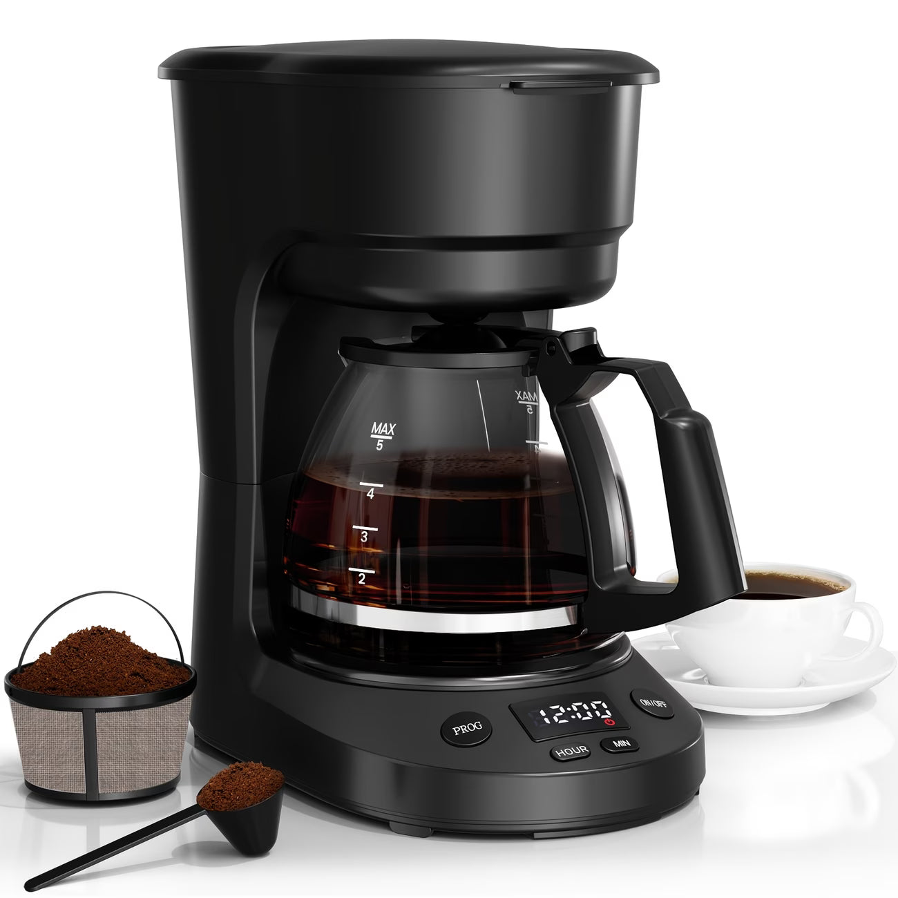 2-in-1 Coffee Maker - K-Cup & 5-Cup Programmable Brewer