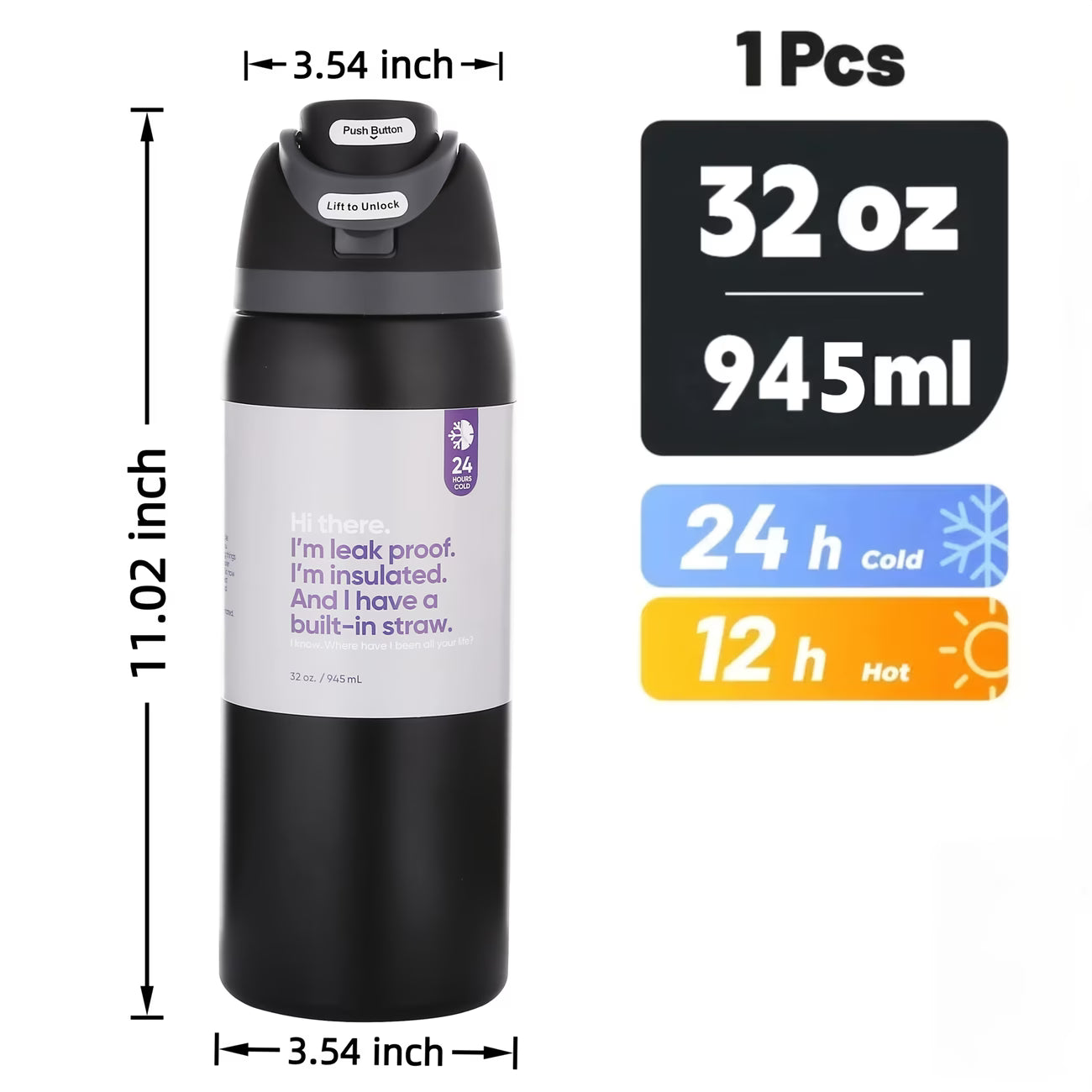 32oz Insulated Tumbler - Double-Wall Vacuum Stainless Steel